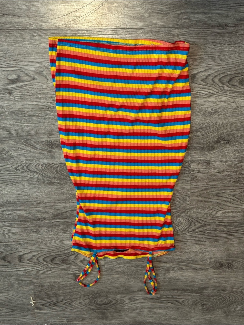 Rainbow Stripe Ribbed Midi Skirt